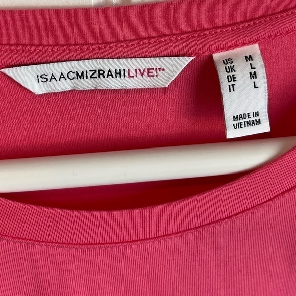 NWOT Isaac Mizrahi Live! Knit Puff Sleeve Top medium Pink - Picture 9 of 11